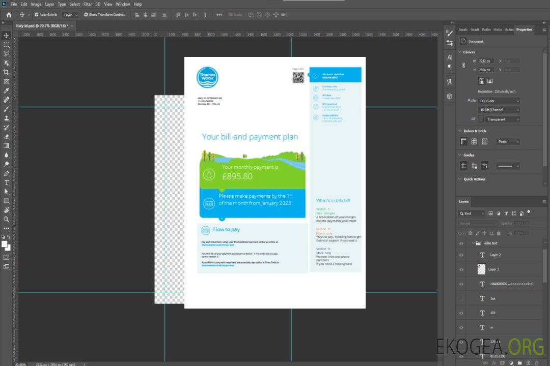 Facture commerciale du service public de Thames Water SCR template Facture commerciale du service public de Thames Water SCR template